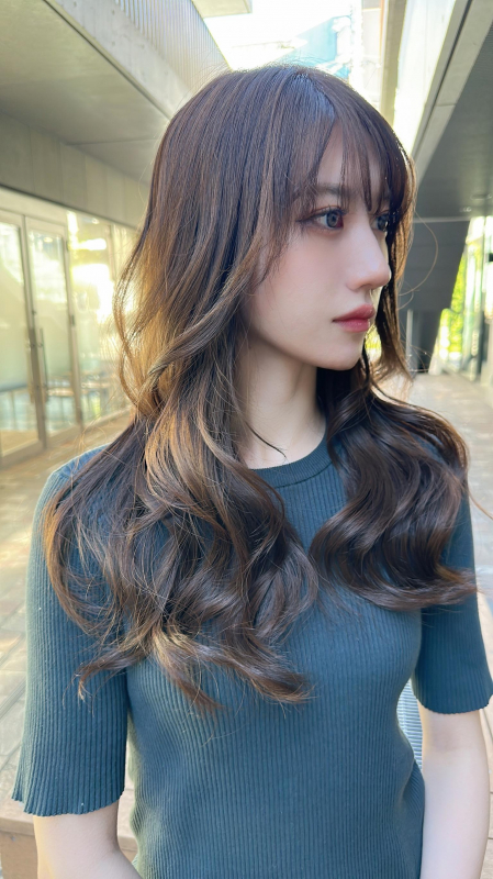 ロングヘアー　ヨシンモリ　グレージュ　アッシュベージュ　ミントベージュ