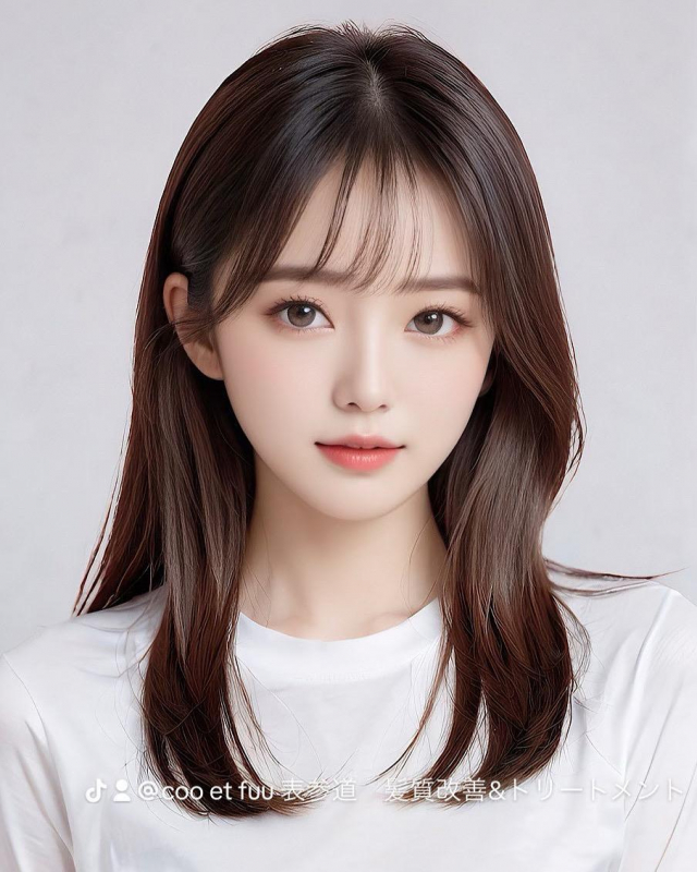 韓国ミディアムレイヤー大人かわいい20代30代40代