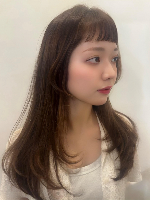 小顔春カットふんわりレイヤー大人可愛いナチュラルブラウン