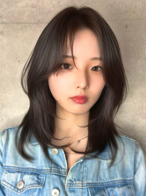 小顔春カットふんわりレイヤー大人可愛いナチュラルブラウン