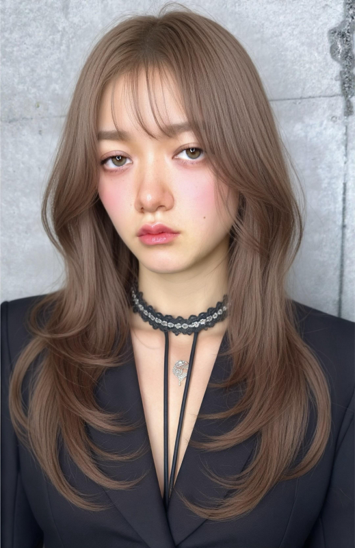 シースルーバングレイヤーカット