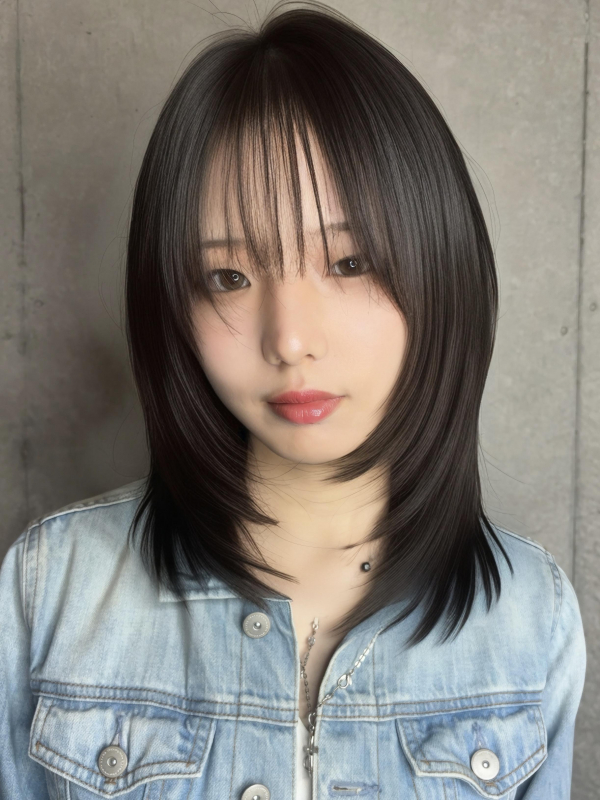 小顔冬カットふんわりレイヤー大人可愛いナチュラルブラウン