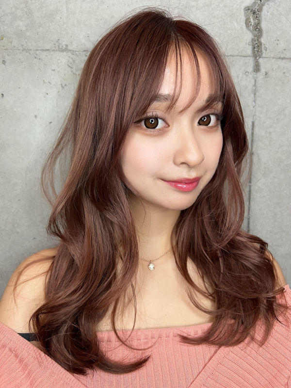 #アプリコットブラウン #レイヤーカット#くびれヘア #シースルーバング#ショコラブラウン