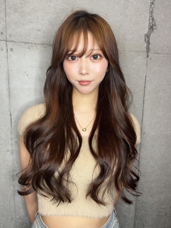 #レイヤーカット #ワンホンヘアー#ヨシンモリ#アプリコットブラウン#ロングヘア 