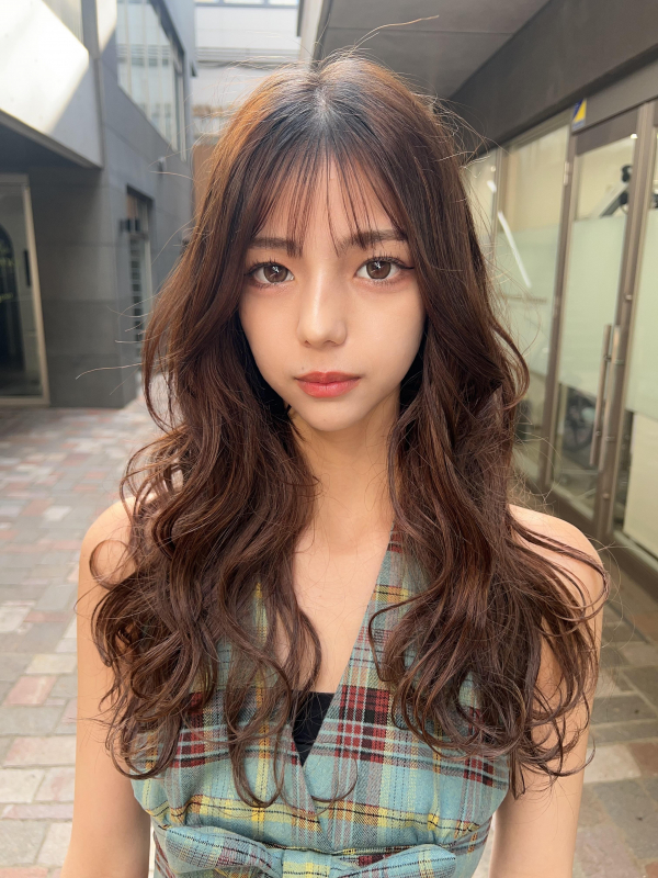 ショコラブラウン　波ウェーブ　外国人風パーマ　レイヤーカット