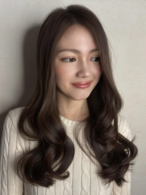 小顔春カットふんわりレイヤー大人可愛いナチュラルブラウン