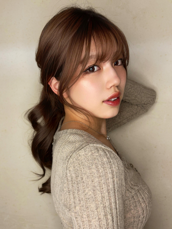    小顔春カットふんわりレイヤー大人可愛いナチュラルブラウン