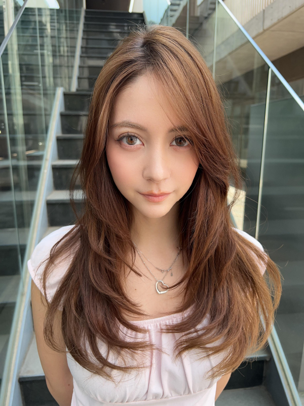 #ハッシュカット#レイヤーカット#くびれヘア #マロンベージュ#カーテンバング