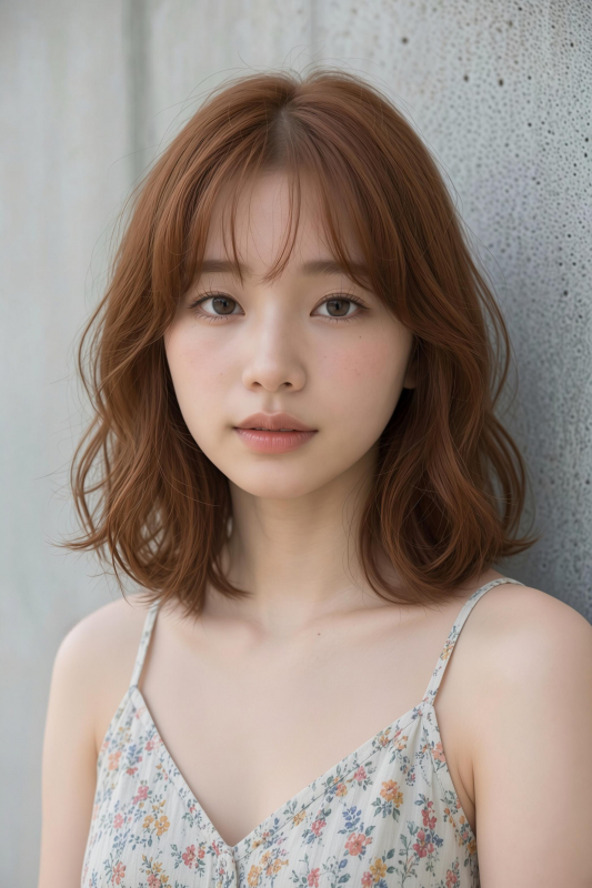 シースルーバング透明感カラーナチュラルパーマ