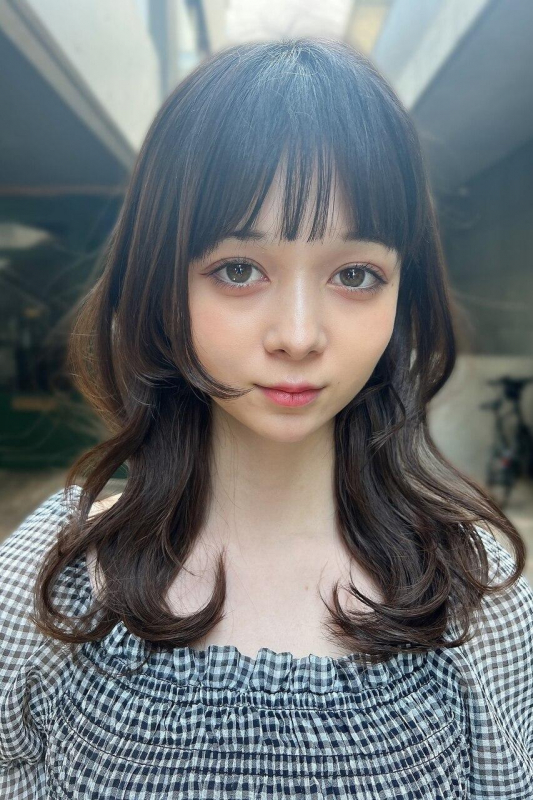 小顔夏カットふんわりレイヤー大人可愛いナチュラルブラウン
