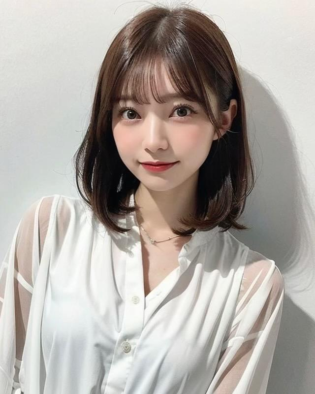 小顔秋カットふんわりレイヤー大人可愛いナチュラルブラウン