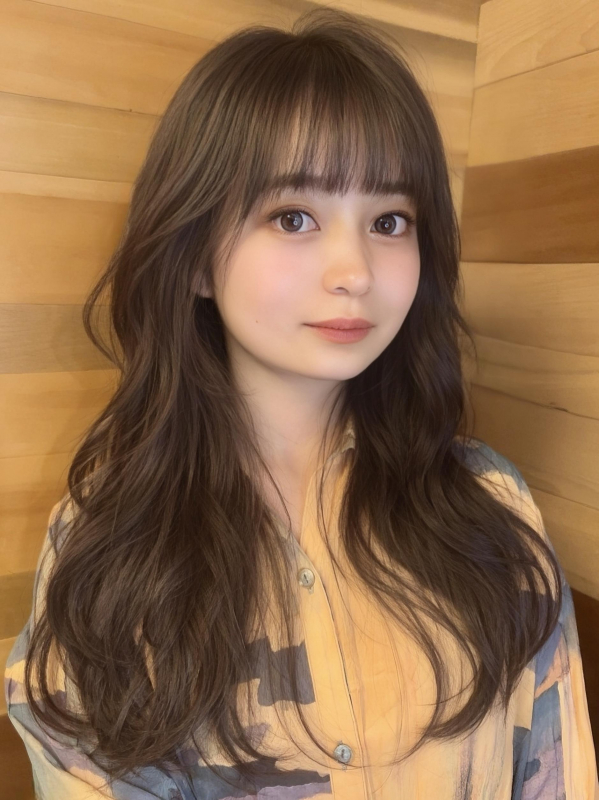 小顔秋カットふんわりレイヤー大人可愛いナチュラルブラウン